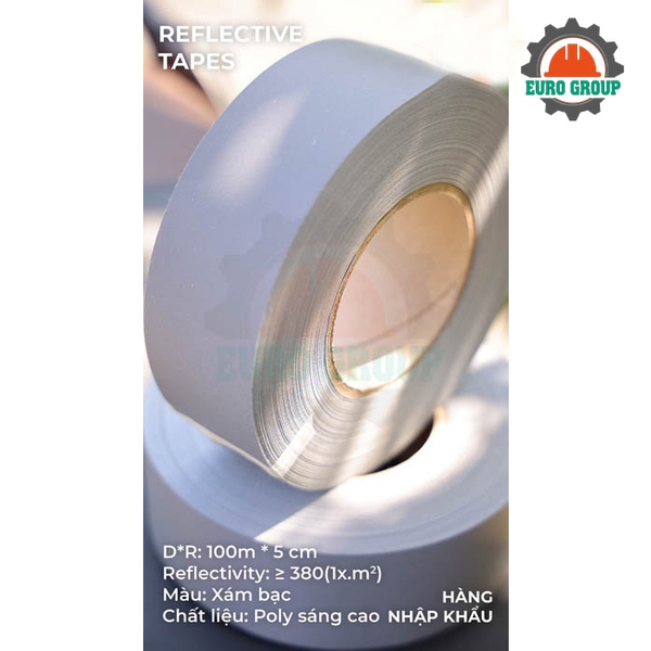 Phản quang Poly xám tốt 5cm x 100m