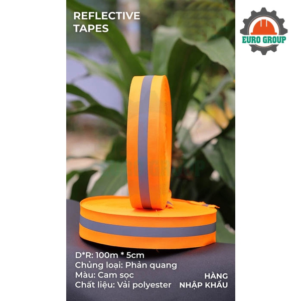 Phản quang vải cam sọc 5cm x 100m