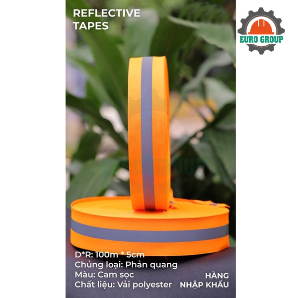Phản quang vải cam sọc 5cm x 100m