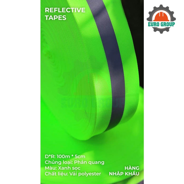 Phản quang vải xanh sọc 5cm x 100m