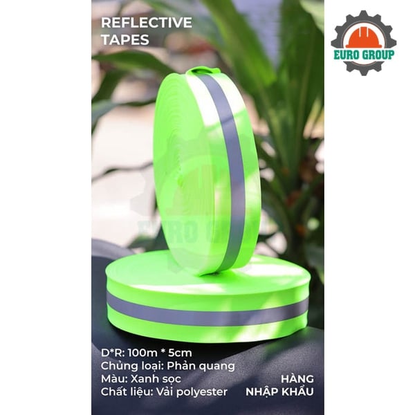 Phản quang vải xanh sọc 5cm x 100m