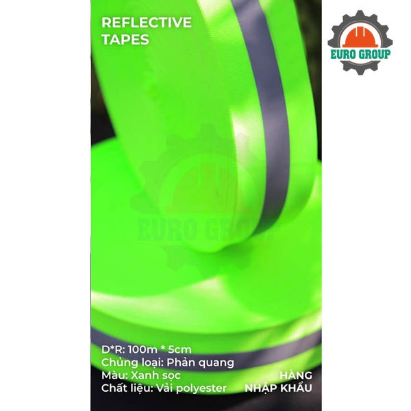 Phản quang vải xanh sọc 5cm x 100m