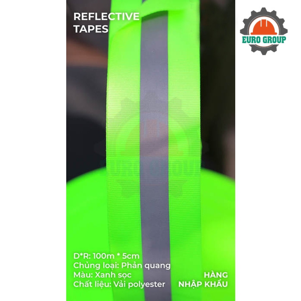 Phản quang vải xanh sọc 5cm x 100m