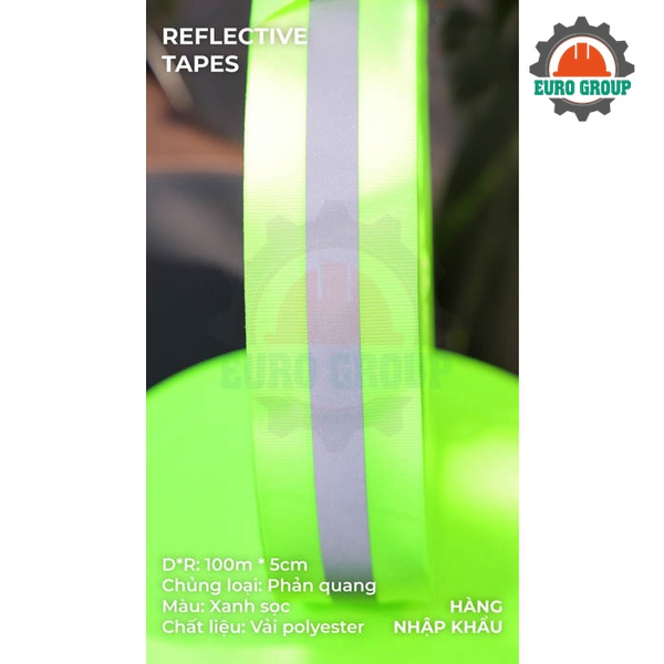 Phản quang vải xanh sọc 5cm x 100m