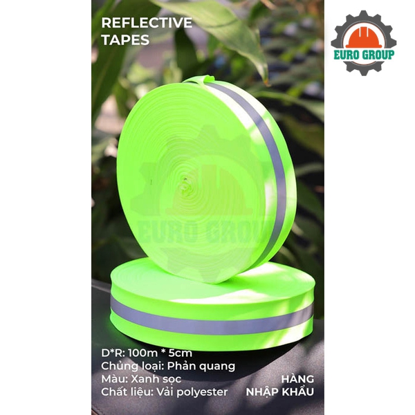 Phản quang vải xanh sọc 5cm x 100m