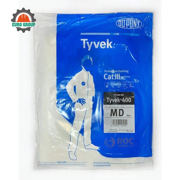 Quần Áo Chống Hóa Chất Chống Bụi Dupont Tyvek 400 Chống Bụi, Chống Tĩnh Điện Hiệu Quả