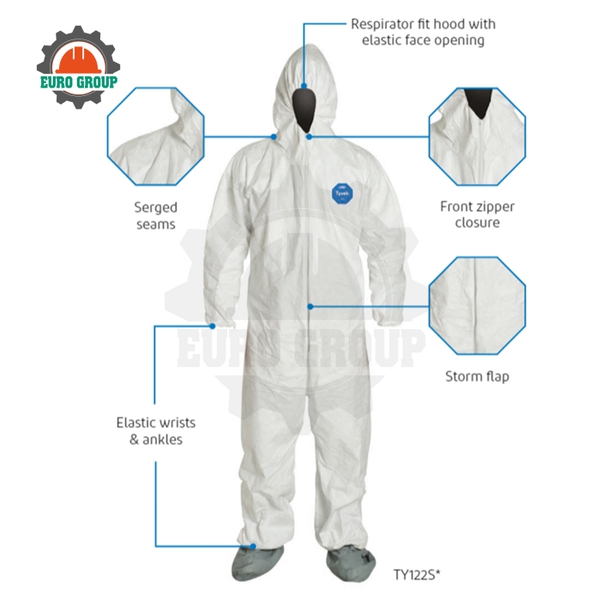 Quần Áo Chống Hóa Chất Chống Bụi Dupont Tyvek 400 Chống Bụi, Chống Tĩnh Điện Hiệu Quả