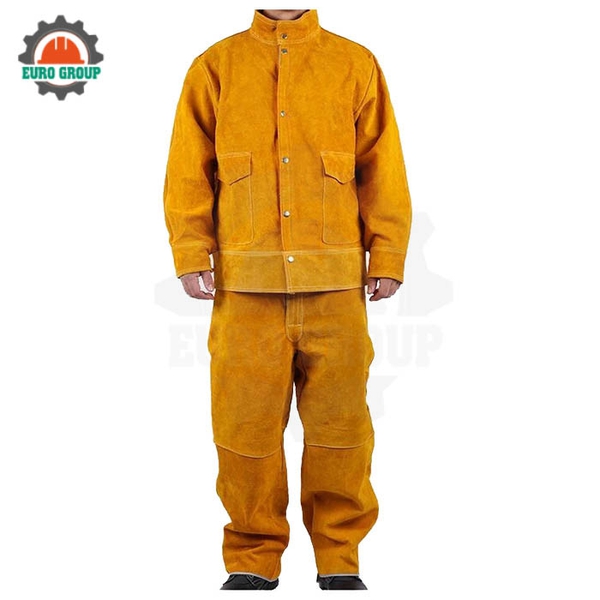 Bộ Quần Áo Thợ Hàn Da Bò Chống Nhiệt Chống Tia Lửa