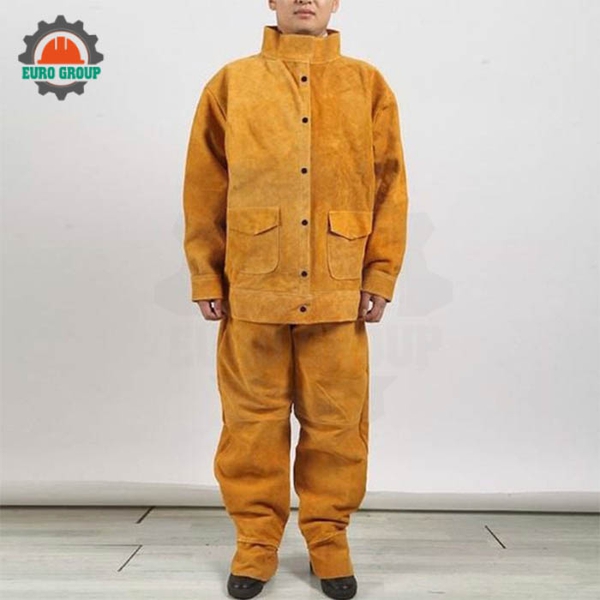 Bộ Quần Áo Thợ Hàn Da Bò Chống Nhiệt Chống Tia Lửa
