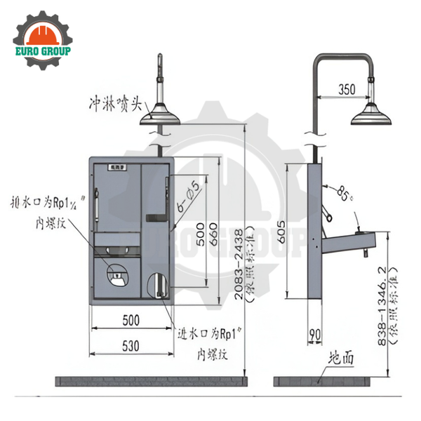 Rửa Mắt, Rửa Mặt Khẩn Cấp Treo Tường JH1858 Tiết Kiệm Không Gian