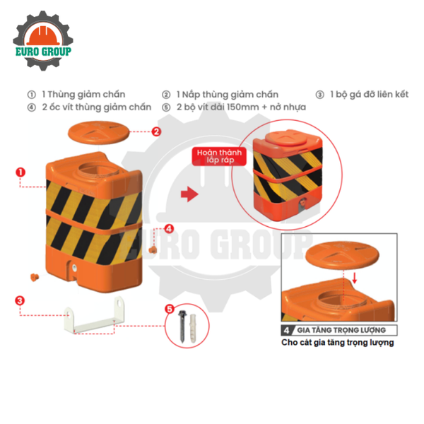 Thùng Giảm Chấn Loại Nhỏ L600 x W450 x H800mm HDPE
