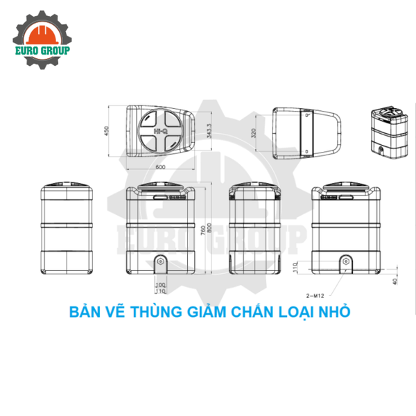 Thùng Giảm Chấn Loại Nhỏ L600 x W450 x H800mm HDPE