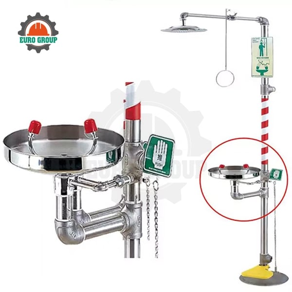 Bồn Rửa Mắt Và Tắm Khẩn Cấp EW607 Inox 304, Kết Hợp Rửa Mắt Và Vòi Sen Khẩn Cấp
