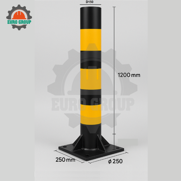 Trụ Chống Va Cửa Kho Phi D150 x 1200mm Vàng Đen