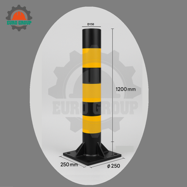 Trụ Chống Va Cửa Kho Phi D150 x 1200mm Vàng Đen