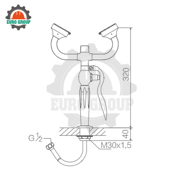Vòi Rửa Mắt WJH0355A Thép Không Gỉ Sơn Epoxy