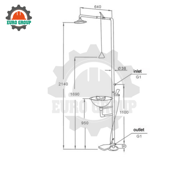 Vòi Sen Tắm Kết Hợp Rửa Mắt Khẩn Cấp WJH0858 Inox 304