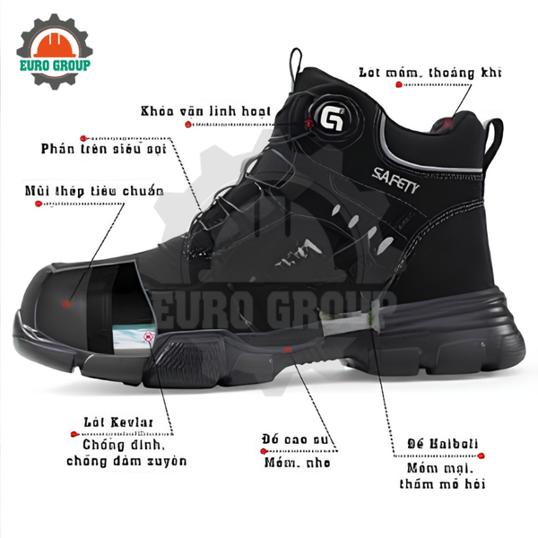 Giày Bảo Hộ ZBOOT Z118 Khóa Vặn Tự Động, Mũi Thép, Lót Kevlar