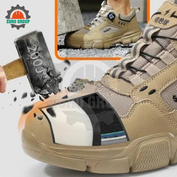 Giày Bảo Hộ ZBOOT Z142 Cổ Thấp Màu Be, Mũi Thép 200J, Lót Kevlar