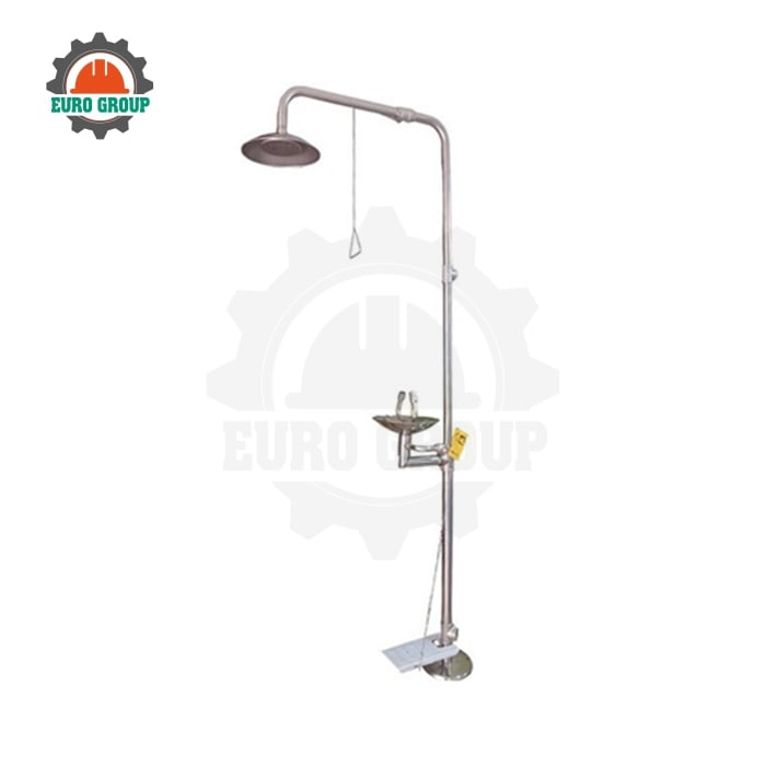 Bồn Rửa Mắt Và Tắm Khẩn Cấp Đứng Inox 304 Có Chân Đạp
