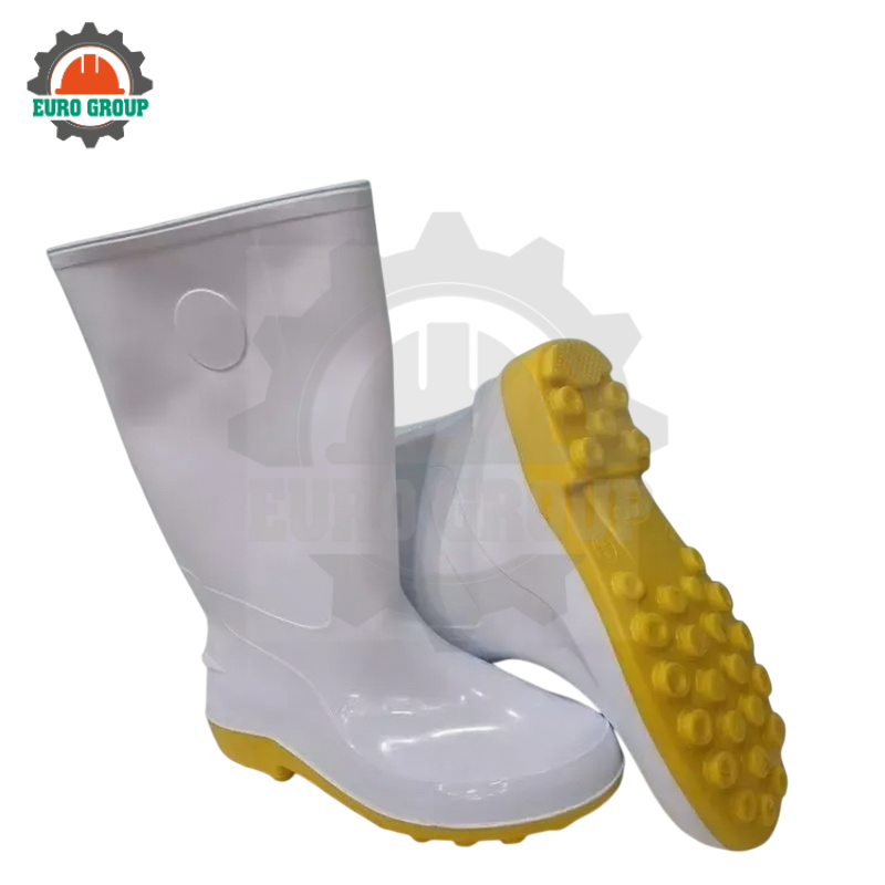 Ủng Nhựa Chống Trơn Trượt RB006 PVC Trắng Đế Vàng Ủng Nhựa Chống Trơn Trượt RB006 PVC Trắng Đế Vàng