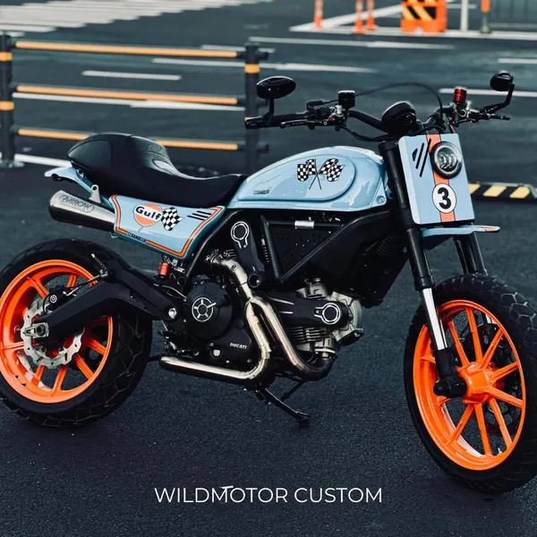 High-Mounted Exhaust Side Cover Kit for Ducati Scrambler - Custom Paint/Decal