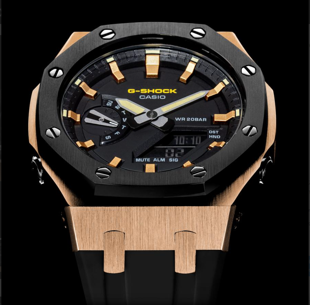 Đồng Hồ Nam G-Shock GA-2100AP Custom Viền Vàng Hồng & Đen Đồng Hồ Nam G-Shock GA-2100AP Custom Viền Vàng Hồng & Đen