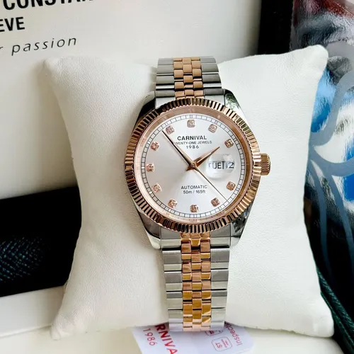 Đồng Hồ Nam Carnival 8131G-CH-T Mặt Số Trắng - Dây Kim Loại: Vẻ Đẹp Từ Huyền Thoại Rolex Date