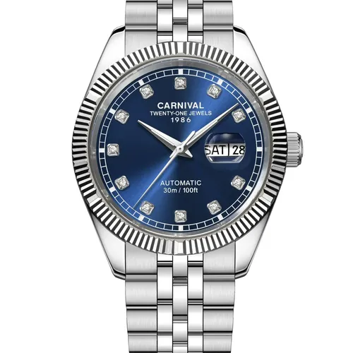 Đồng Hồ Nam Carnival 8131G-CH-T Mặt Số Xanh Dương - Dây Kim Loại: Vẻ Đẹp Từ Huyền Thoại Rolex Date