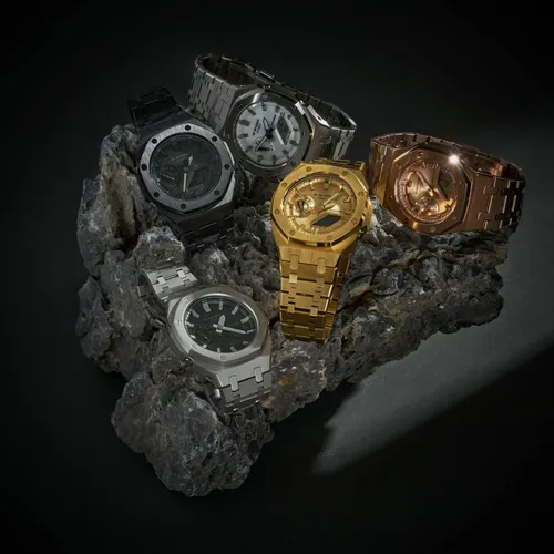 Đồng Hồ Nam G-Shock GA-2100AP Custom Viền Vàng Hồng & Đen - Dây Đeo Nhựa: Thiết Kế Lịch Lãm Và Thu Hút Trên Tay Quý Ông