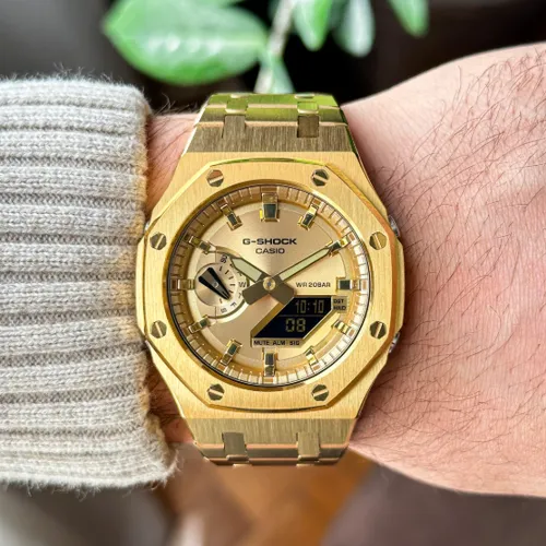 Đồng Hồ Nam G-Shock GA-2100GB Custom AP Full Vàng - Viền Bóng: Phụ Kiện Đồng Hồ Lấp Lánh Trên Cổ Tay Quý Ông