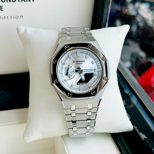 (GIẢM GIÁ SỐC‼️) Đồng Hồ Nam G-Shock GA-2100SB Custom Vỏ Thép - Viền Bóng: Điểm Nhấn Sáng Bóng Trên Tay Quý Ông