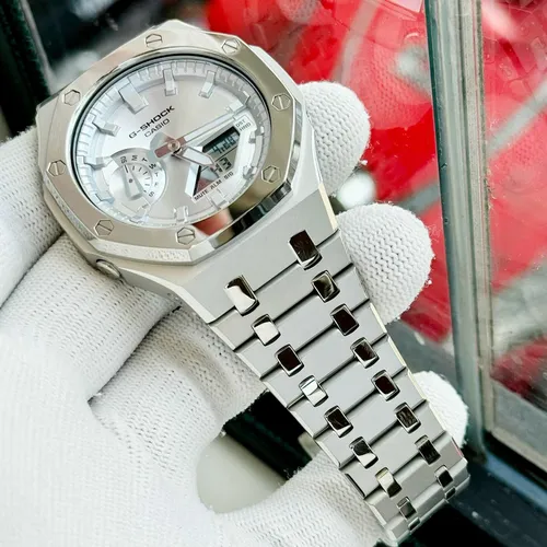 (GIẢM GIÁ SỐC‼️) Đồng Hồ Nam G-Shock GA-2100SB Custom Vỏ Thép - Viền Bóng: Điểm Nhấn Sáng Bóng Trên Tay Quý Ông