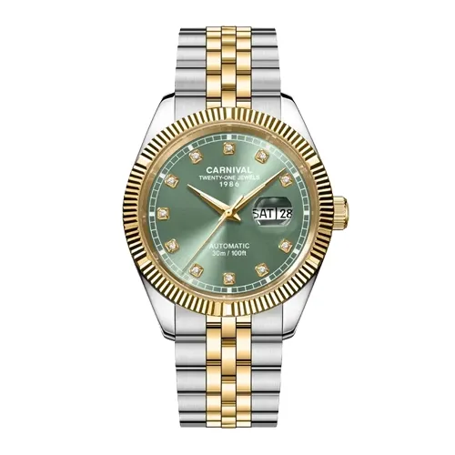 Đồng Hồ Nam Carnival 8131G-CV-XL Mặt Số Xanh Lá - Dây Kim Loại: Vẻ Đẹp Từ Huyền Thoại Rolex Date
