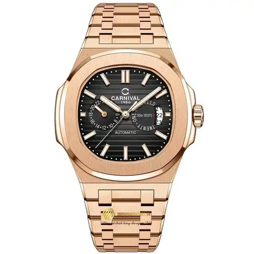Đồng hồ Nam Carnival 8158G-VH-N Màu Đen - Dây Kim Loại Nâu: Phong Cách Nautilus Tàu Ngầm Đầy Nam Tính