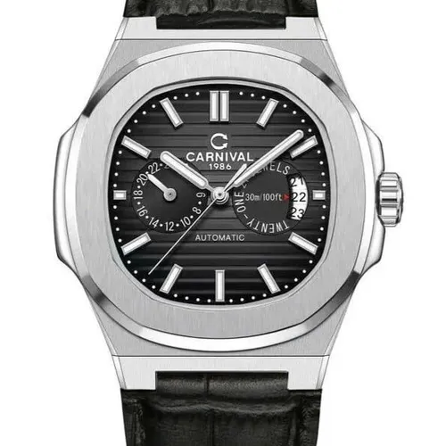 Đồng hồ Nam Carnival 8158G Màu Đen - Dây Da: Kiểu Dáng Chuẩn Patek & Chi Tiết Lộ Cơ Độc Nhất
