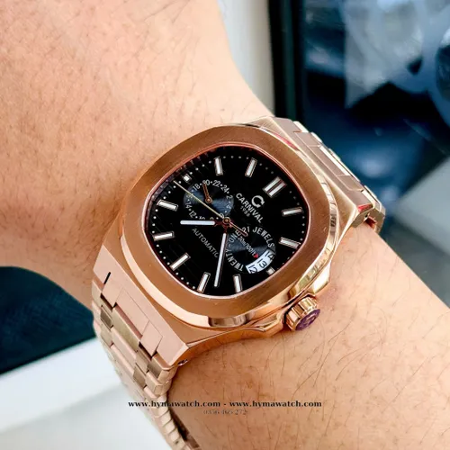 Đồng hồ Nam Carnival 8158G-VH-N Màu Đen - Dây Kim Loại Nâu: Phong Cách Nautilus Tàu Ngầm Đầy Nam Tính