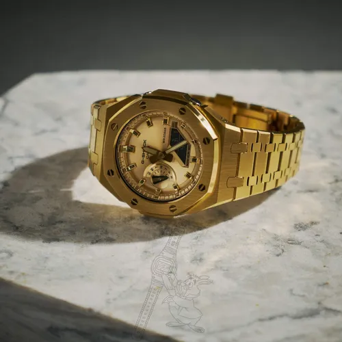Đồng Hồ Nam G-Shock GA-2100GB Custom AP Full Vàng - Viền Bóng: Phụ Kiện Đồng Hồ Lấp Lánh Trên Cổ Tay Quý Ông
