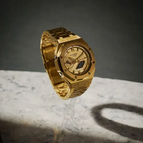 Đồng Hồ Nam G-Shock GA-2100GB Custom AP Full Vàng - Viền Bóng: Phụ Kiện Đồng Hồ Lấp Lánh Trên Cổ Tay Quý Ông