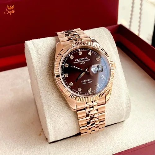 Đồng Hồ Nam Carnival 8131G-VH-N Mặt Số Nâu Choco - Dây Kim Loại: Thiết Kế Tựa ROLEX Demi Cho Quý Ông Lịch Lãm