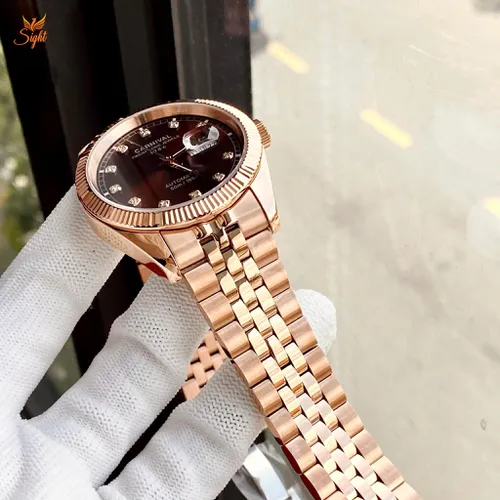 Đồng Hồ Nam Carnival 8131G-VH-N Mặt Số Nâu Choco - Dây Kim Loại: Thiết Kế Tựa ROLEX Demi Cho Quý Ông Lịch Lãm