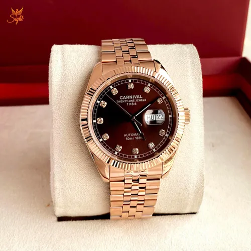 Đồng Hồ Nam Carnival 8131G-VH-N Mặt Số Nâu Choco - Dây Kim Loại: Thiết Kế Tựa ROLEX Demi Cho Quý Ông Lịch Lãm