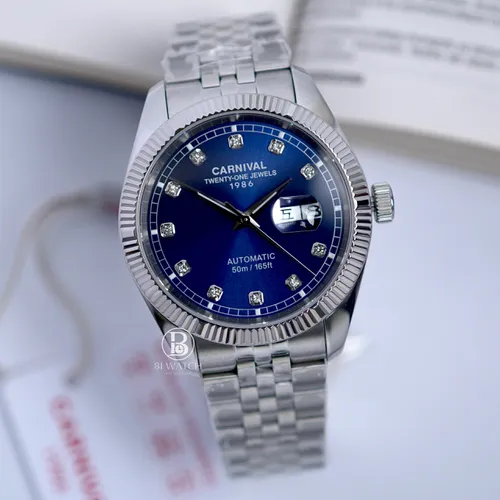Đồng Hồ Nam Carnival 8131G-CH-T Mặt Số Xanh Dương - Dây Kim Loại: Vẻ Đẹp Từ Huyền Thoại Rolex Date