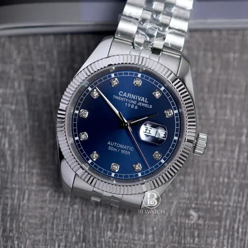 Đồng Hồ Nam Carnival 8131G-CH-T Mặt Số Xanh Dương - Dây Kim Loại: Vẻ Đẹp Từ Huyền Thoại Rolex Date