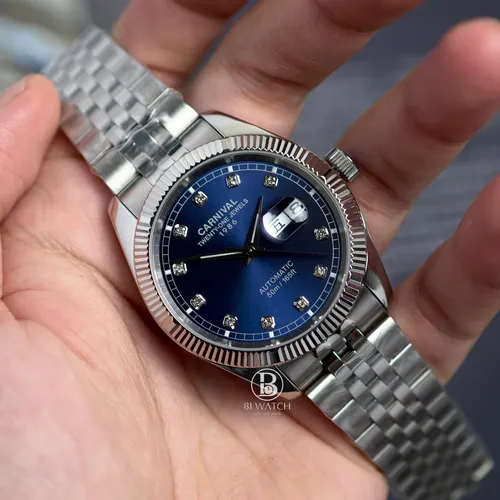 Đồng Hồ Nam Carnival 8131G-CH-T Mặt Số Xanh Dương - Dây Kim Loại: Vẻ Đẹp Từ Huyền Thoại Rolex Date