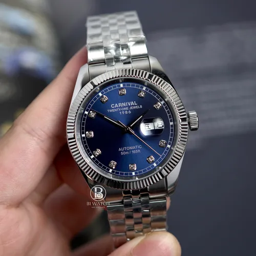 Đồng Hồ Nam Carnival 8131G-CH-T Mặt Số Xanh Dương - Dây Kim Loại: Vẻ Đẹp Từ Huyền Thoại Rolex Date