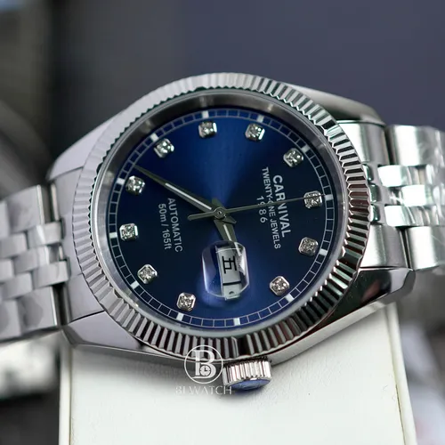 Đồng Hồ Nam Carnival 8131G-CH-T Mặt Số Xanh Dương - Dây Kim Loại: Vẻ Đẹp Từ Huyền Thoại Rolex Date