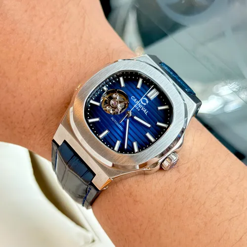 Đồng Hồ Nam Carnival 8128G-VT-DD-X Mặt Số Xanh Dương - Dây Da: Phiên Bản Lộ Cơ Mới Nhất Từ Carnival