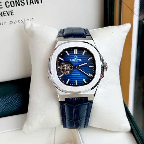 Đồng Hồ Nam Carnival 8128G-VT-DD-X Mặt Số Xanh Dương - Dây Da: Phiên Bản Lộ Cơ Mới Nhất Từ Carnival