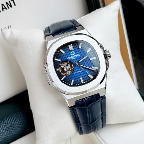 Đồng Hồ Nam Carnival 8128G-VT-DD-X Mặt Số Xanh Dương - Dây Da: Phiên Bản Lộ Cơ Mới Nhất Từ Carnival